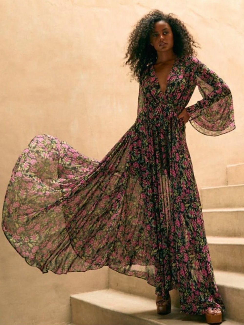 Misa Los Angeles Gia Floral Maxi Dress Sz XS NWT NEW